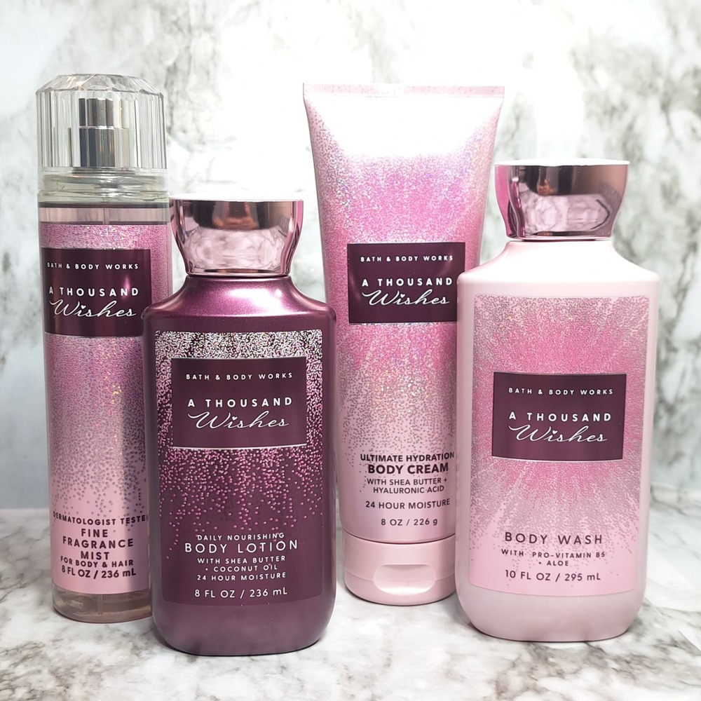 Bath and Body Works A Thousand Wishes Gift SET Full Size 4‎ Pc NEW